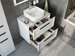 Мебель для ванной STWORKI Эстерсунд 75 белая матовая, монте тиберио