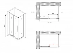 Душевой уголок ABBER Schwarzer Diamant 120x90см AG30120H-S90 профиль хром, стекло прозрачное