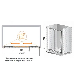 Душевая дверь в нишу Cezares 170см PRATICO-BF-2-170-C-Cr профиль хром, стекло прозрачное