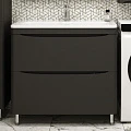 Тумба с раковиной Style Line Бергамо мини 90 напольная, антискрейч черный матовый