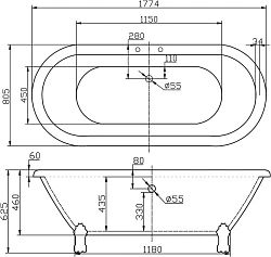 Акриловая ванна BelBagno 180x80 BB21 белая глянцевая