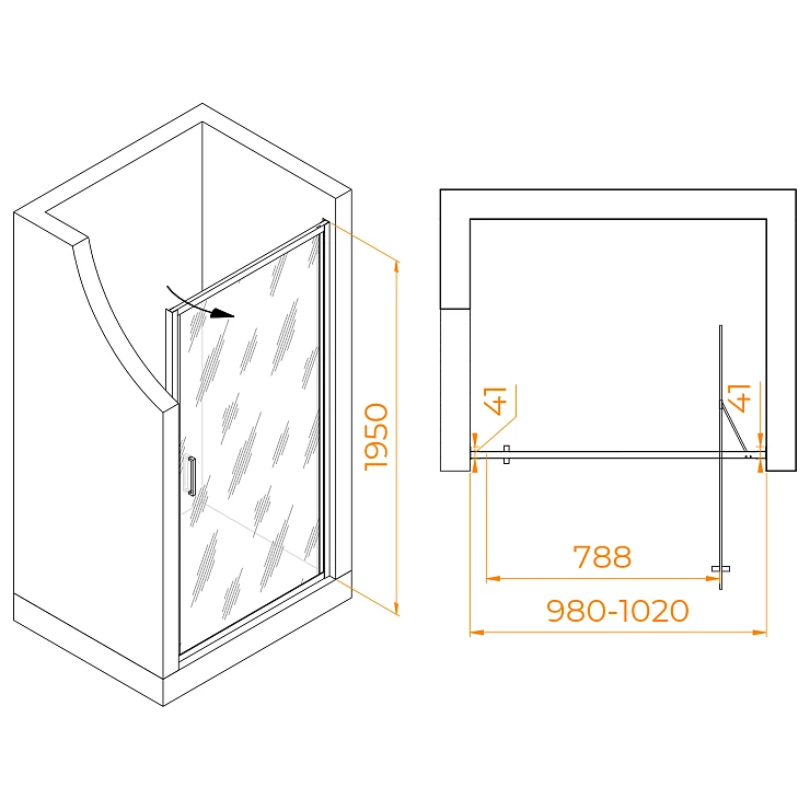 Душевая дверь в нишу RGW SV-05Gr 70320510-110 100 см, профиль хром, стекло прозрачное