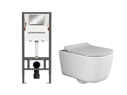 Комплект инсталляции Ceramica Nova CN121002CH с унитазом CN3005, кнопка хром глянец