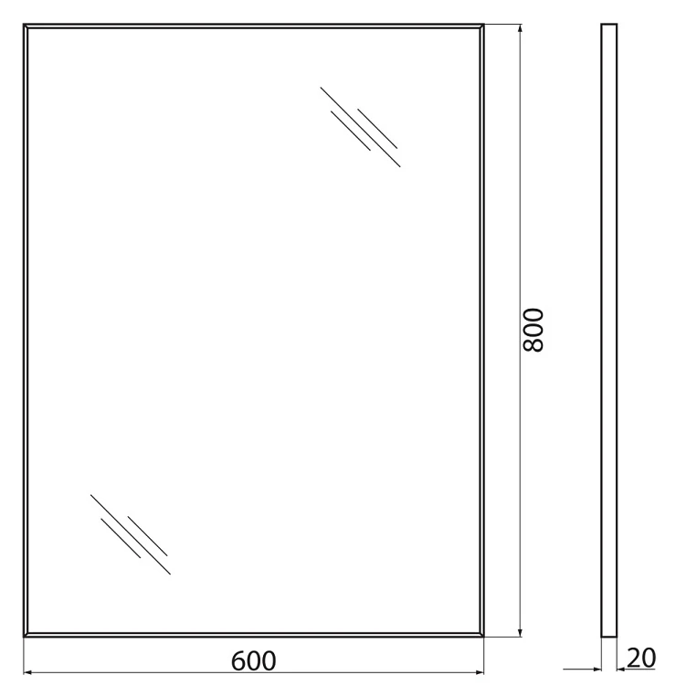 Зеркало BelBagno 60 SPC-AL-600-800 Nero черное