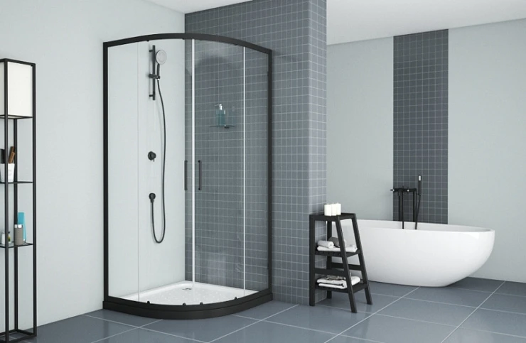 Душевой уголок Bravat Blackline 90x90см BS090.1201B профиль черный, стекло прозрачное
