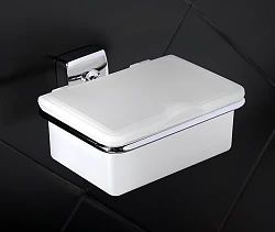Контейнер для ватных дисков Fixsen Kvadro FX-61318 белый / хром