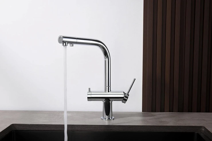 Смеситель для кухни Aquatek Европа AQ1385CR с краном для питьевой воды, хром