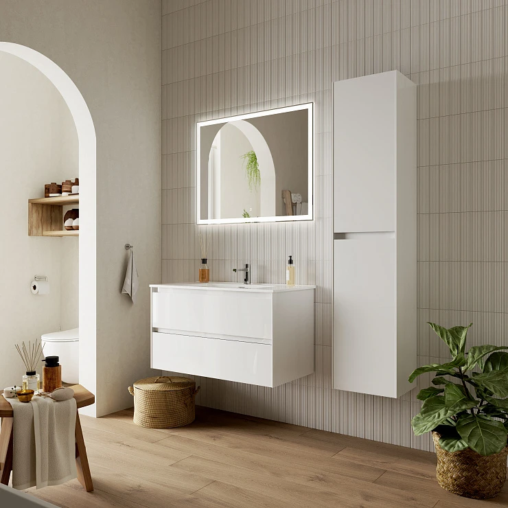 Тумба с раковиной Sancos Cento 90 белая глянцевая