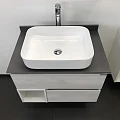 Тумба с раковиной Comforty Прага 75 00-00004198 дуб белый, с антрацитовой столешницей