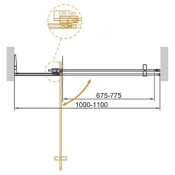 Душевая дверь в нишу Cezares Slider SLIDER-B-1-100/110-BR-GM профиль оружейная сталь, стекло бронза