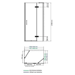 Душевой уголок Wasserkraft Aller 120x80см 10H06RBLACK MATT профиль хром, стекло прозрачное