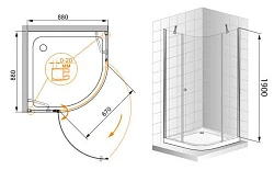 Душевой уголок Cezares Elena 90x90см ELENA-W-R-11-90-C-Cr-R профиль хром, стекло прозрачное