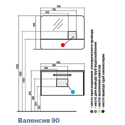 Зеркало Aquaton Валенсия 90 1A124202VA010 с подсветкой, белый