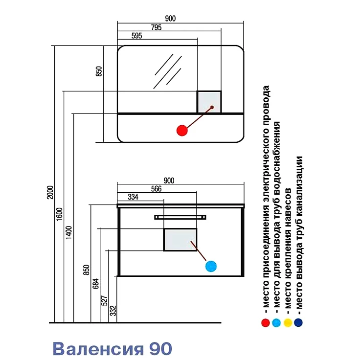 Зеркало Aquaton Валенсия 90 1A124202VA010 с подсветкой, белый