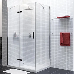 Душевой уголок Wasserkraft Aller 120x100см 10H10LBLACK профиль хром/черный, стекло прозрачное