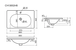 Раковина встраиваемая Ceramica Nova Sabo CN13002MB черная матовая