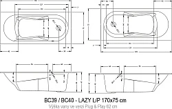 Акриловая ванна Riho Lazy 170x75 B080001005 левая, белая глянцевая