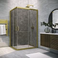 Душевой уголок Vegas Glass ZA-F NOVO 120*100 03 07 профиль золото матовое, стекло графит