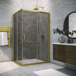 Душевой уголок Vegas Glass ZA-F NOVO 120*100 03 07 профиль золото матовое, сте