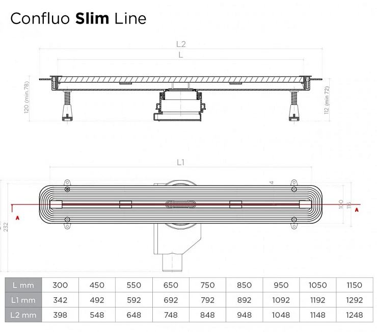 Душевой лоток Pestan Confluo Slim Line 750 с решеткой