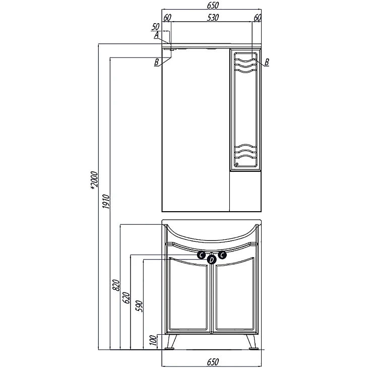 Зеркало-шкаф Aquaton Домус 65 L 1A008202DO01L белый