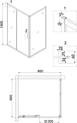 Душевой уголок Niagara Nova 80x80см NG-82-8AB-A80B профиль черный, стекло прозрачное