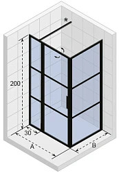 Душевой уголок Riho Grid XL GB203 130x100см G004024121 профиль черный, стекло прозрачное