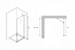 Боковая стенка ABBER Zart 100см S101 профиль хром, стекло прозрачное