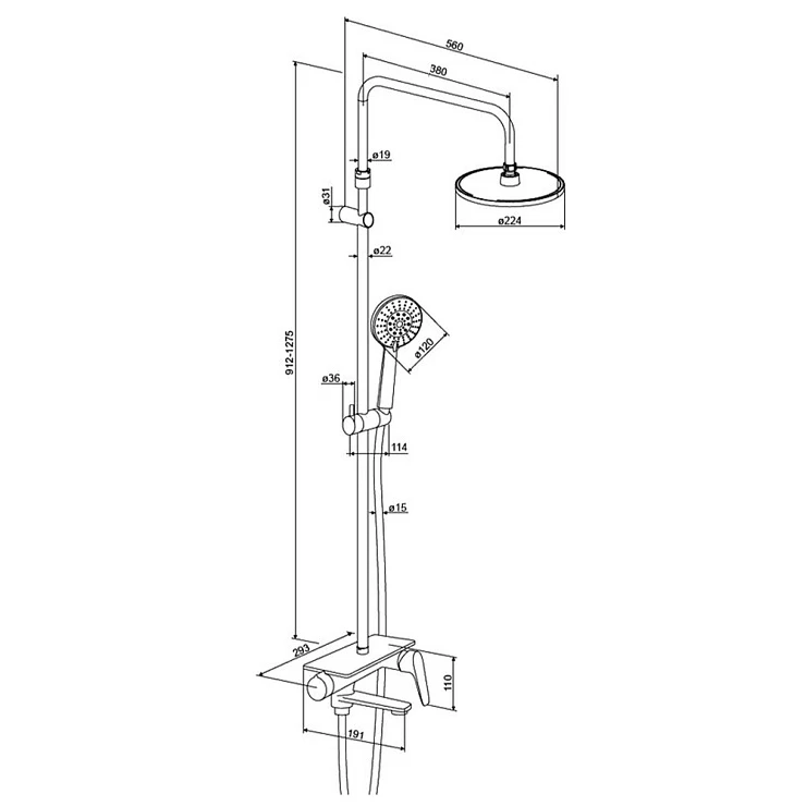 Душевая стойка Damixa Jupiter 977730300 черная матовая