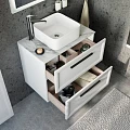 Мебель для ванной STWORKI Эстерсунд 75 белая матовая, монте тиберио с отверстием под смеситель