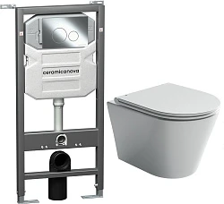 Система инсталляции для унитазов Ceramica Nova Envision Round CN1001CH с кнопкой и унитазом CN3011