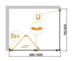 Душевой уголок Cezares Eco 100x80см ECO-O-ASH-1-100/80-C-Cr профиль хром, стекло прозрачное