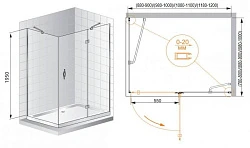 Душевой уголок Cezares Bergamo 120x80см BERGAMO-W-AH-1-120/80-P-Cr-R профиль хром, стекло рифленое
