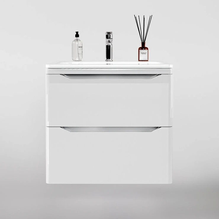 Тумба с раковиной Style Line Марелла 60 антискрейтч белый глянец