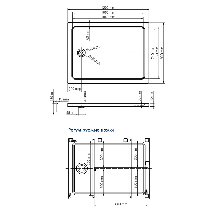 Душевой поддон Wasserkraft Amper 120x90см 29T07U белый
