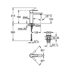 Смеситель для раковины Grohe Lineare 23106001 хром