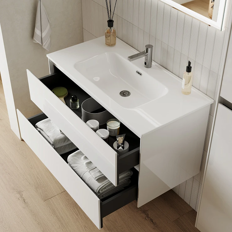 Тумба с раковиной Sancos Cento 120 белая глянцевая