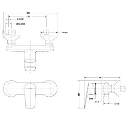 Смеситель для душа Bravat Rhein F9429564BW-01-ENG черный