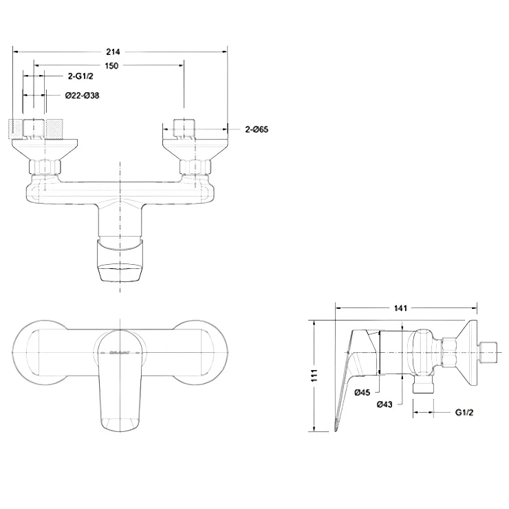 Смеситель для душа Bravat Rhein F9429564BW-01-ENG черный