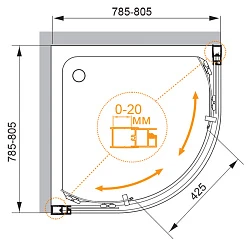 Душевой уголок Cezares Momento 80x80см MOMENTO-R-2-80-C-Cr профиль хром, стекло прозрачное