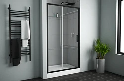 Душевая дверь в нишу Bravat Blackline 120x200см BD120.4101B профиль черный, стекло прозрачное