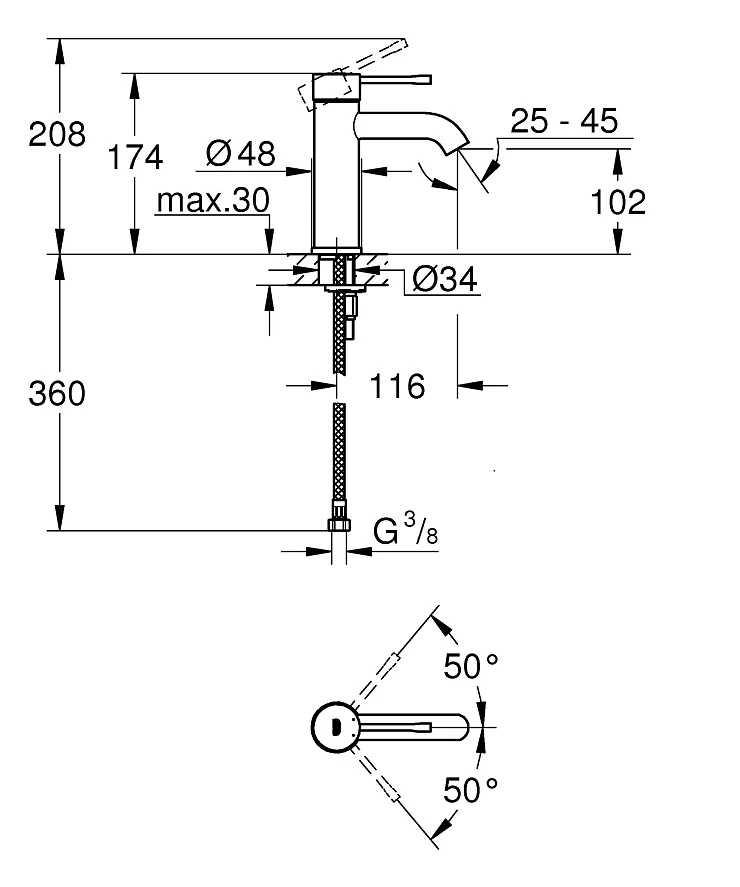 Смеситель для раковины Grohe Essence New 23590DA1 бронза