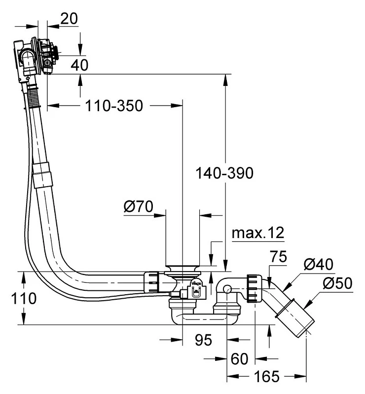 Слив-перелив для ванны Grohe Talento fill 28991000 хром