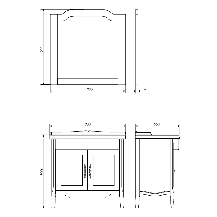 Тумба с раковиной Comforty Версаль 90 00003130383CF слоновая кость