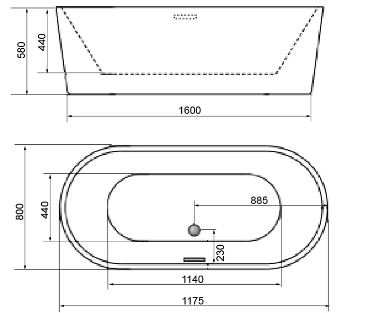 Акриловая ванна AZARIO ENRICA 150x70 AV.0030150 белая глянцевая