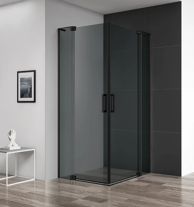 Душевой уголок Cezares Slider 100x90см SLIDER-AH-2-80/90-90/100-GRIGIO-NERO черный, стекло серое