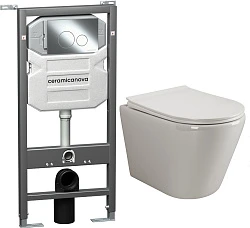 Система инсталляции для унитазов Ceramica Nova Envision Round CN1001CH с кнопкой и унитазом CN1804