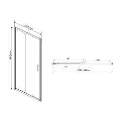 Душевая дверь в нишу Vincea Garda 140см VDS-1G140CLB профиль черный, стекло прозрачное