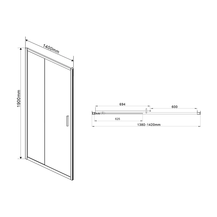 Душевая дверь в нишу Vincea Garda 140см VDS-1G140CLB профиль черный, стекло прозрачное
