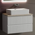 Тумба с раковиной Sancos Snob T 80 с бежевой столешницей, белая